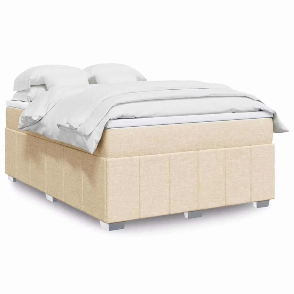 Maison Exclusive - Letto boxspring con materasso Crema 140x190 cm Tessuto