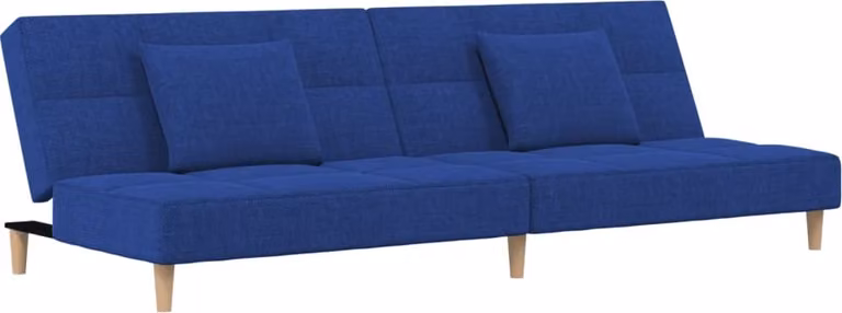 Divano Letto a 2 Posti con 2 Cuscini Blu in Tessuto