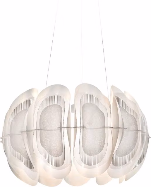 Lampada a sospensione tonda Slamp Fiordlys con LED dimmabile, disponibile in bianco, oro/ottone o argento