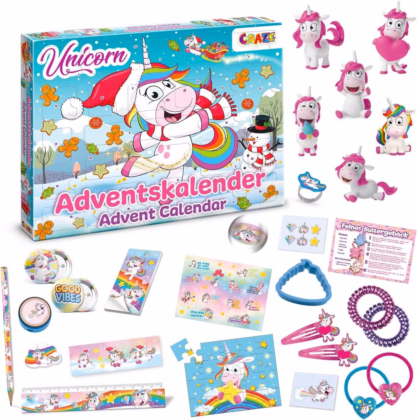 Calendario dell'Avvento a tema unicorno per bambini - Giocattoli - Calendario di Natale per ragazze - Contiene giocattoli e accessori a tema unicorno