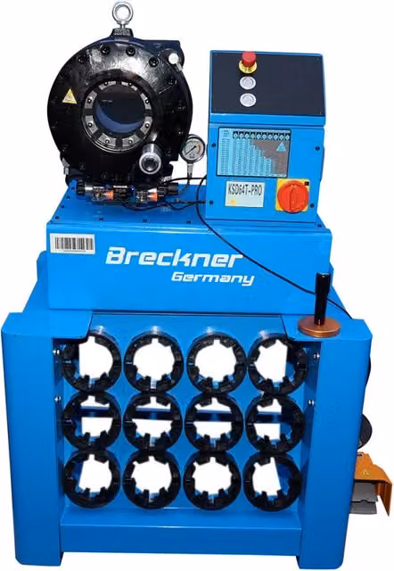 Pressa per crimpare tubi oleodinamici ad alta pressione Breckner Germany, 4 kW, 380 V, colore blu, diametro 6-69 mm