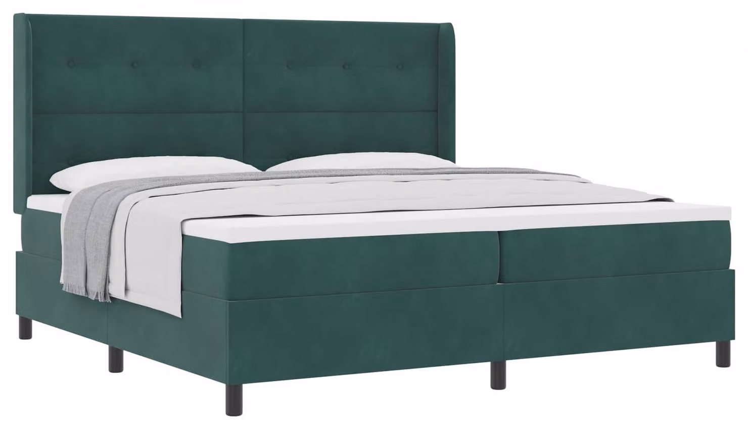 Letto a molle con testata verde scuro 200 x 200 cm in velluto