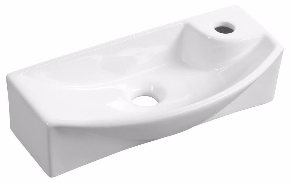 Lavabo in Vetroceramica CARLON, 45x23 cm, foro per rubinetto a destra, bianco