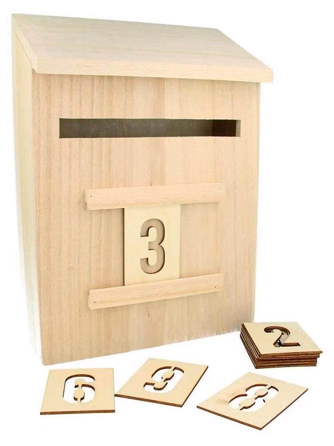 Calendario dell'Avvento in legno, ideale per la decorazione - 20 x 9,5 x 28 cm