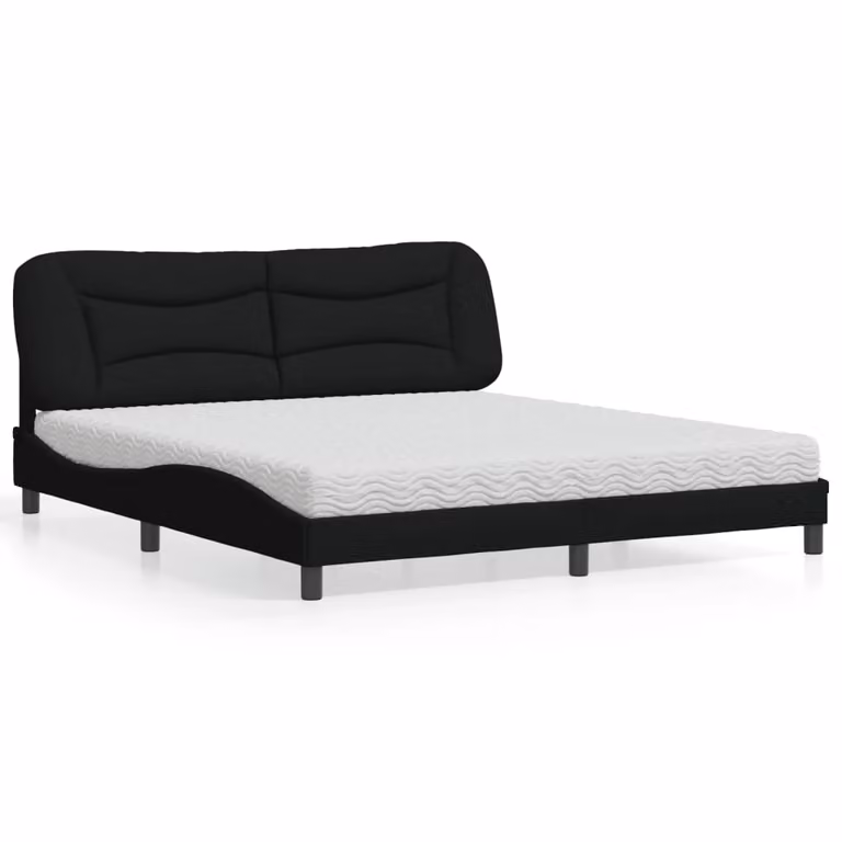 Letto con Materasso Hvar vidaXL Nero in Tessuto L: 180 cm, P: 200 cm, H: 185 cm