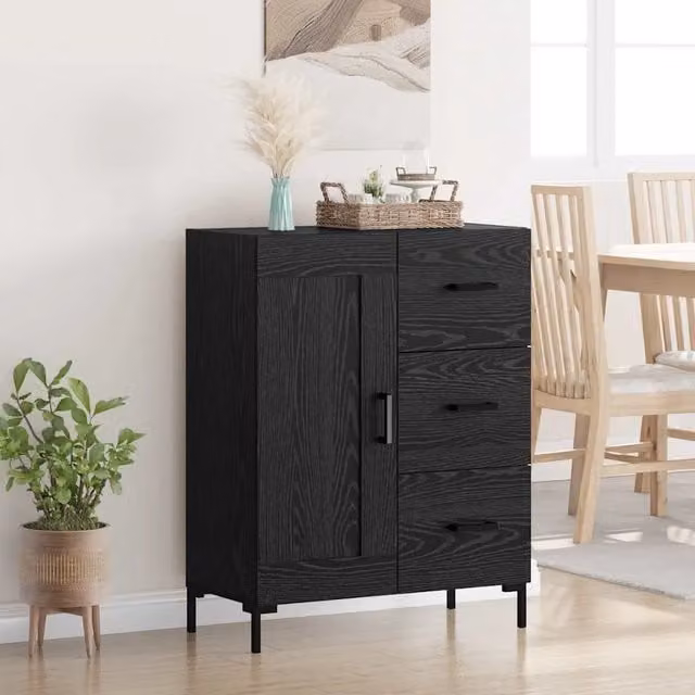 Credenza-Buffet-Armadio da cucina Rovere nero 69.5 x 34 x 90 cm Legno multistrato