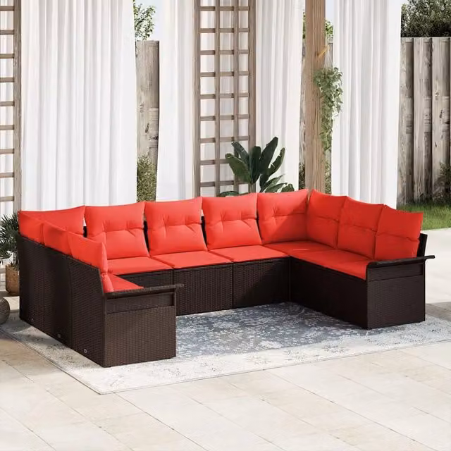 Set Divano da Giardino 9 pz Beige polyrattan 3354193