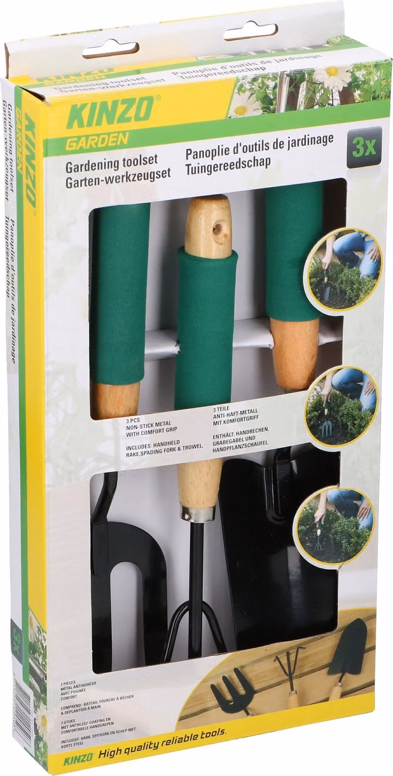 Set per piantare e scavare, 3 pezzi. Set di attrezzi da giardino con comodi manici