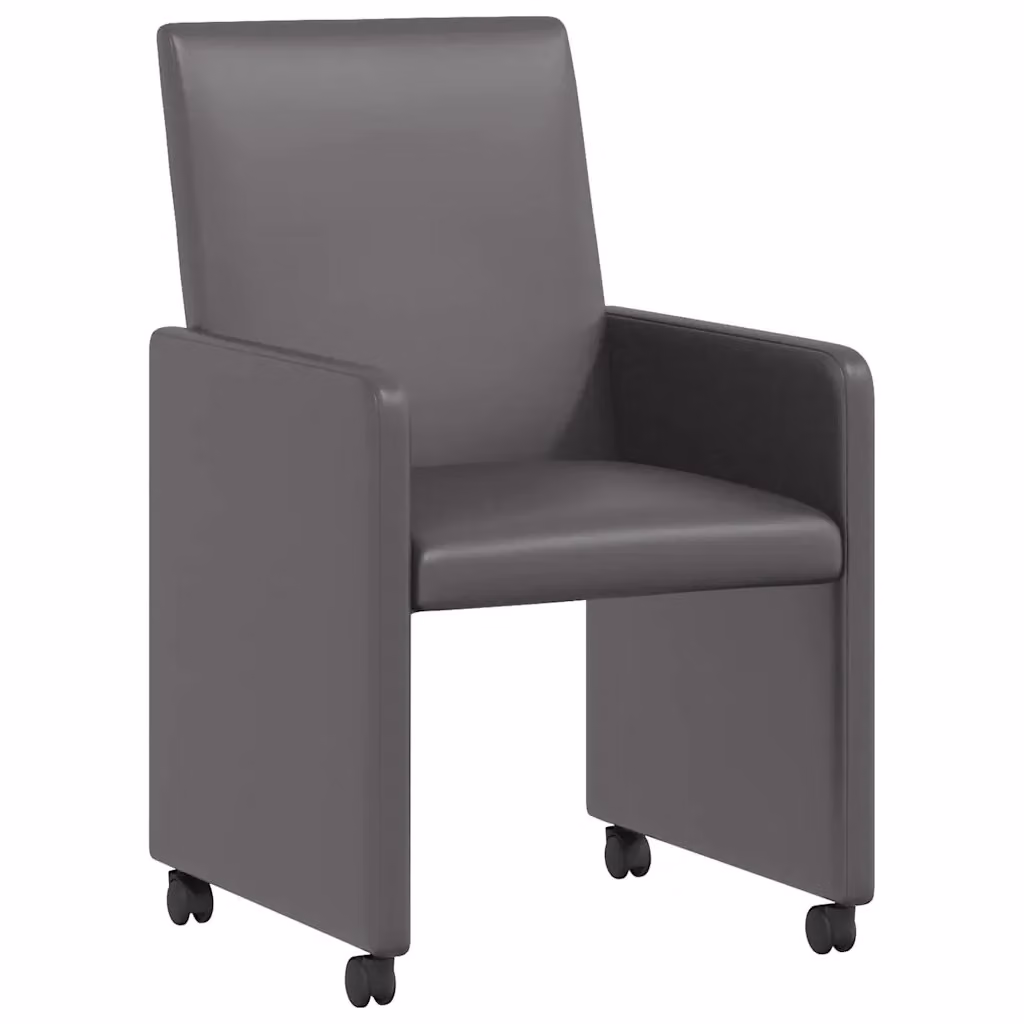 Set di 2 sedie da pranzo vidaXL con ruote e braccioli in pelle sintetica grigia, L 57 x P 66 x H 94 cm – 2