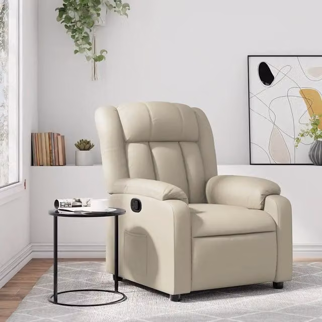 Poltrona Reclinabile Relax vidaXL in Similpelle Beige con Braccioli e Reclinazione Manuale