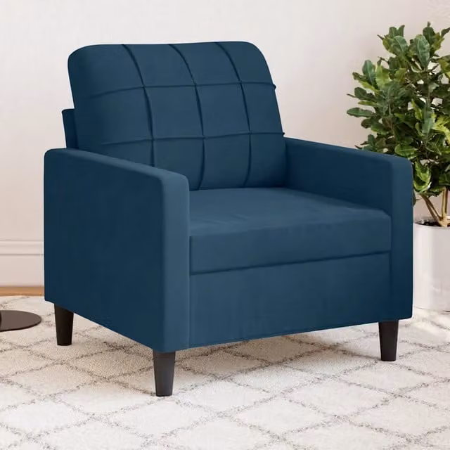 Poltrona moderna in velluto blu con struttura in metallo vidaXL – 1