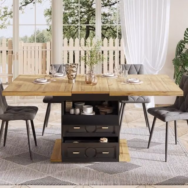 Tavolo da pranzo allungabile WISHDOR in MDF e metallo marrone L/P/H: 110-140 x 80 x 75 cm