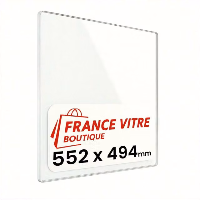 552 x 494 x 4 mm - Vetro per stufa a legna - vetro camino di ricambio - vetro per caminetto resistente al fuoco - France Vitre