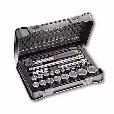 Set di chiavi a bussola Usag 23 pz con cricchetto reversibile 1/2 in acciaio al cromo molibdeno e custodia in ABS colore Nero – 2