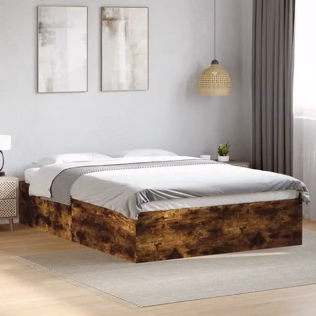 Letto con struttura rigida in legno multistrato vidaXL colore rovere fumo L/P/H: 200 x 120 x 35 cm – 1