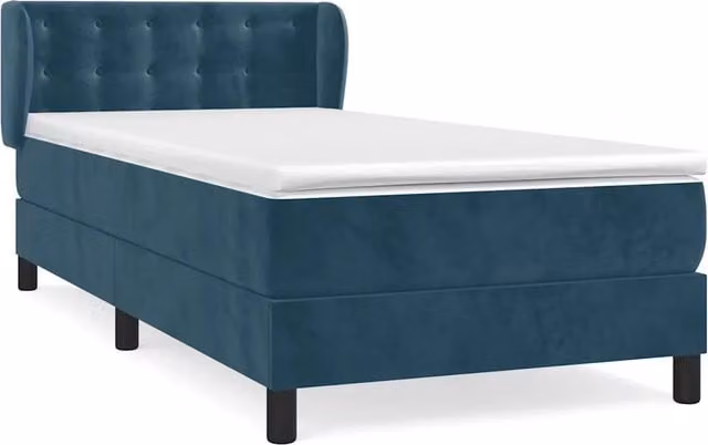 Letto singolo | Letto per adulti | Giroletto a Molle con Materasso Blu Scuro 80x200 cm in Velluto
