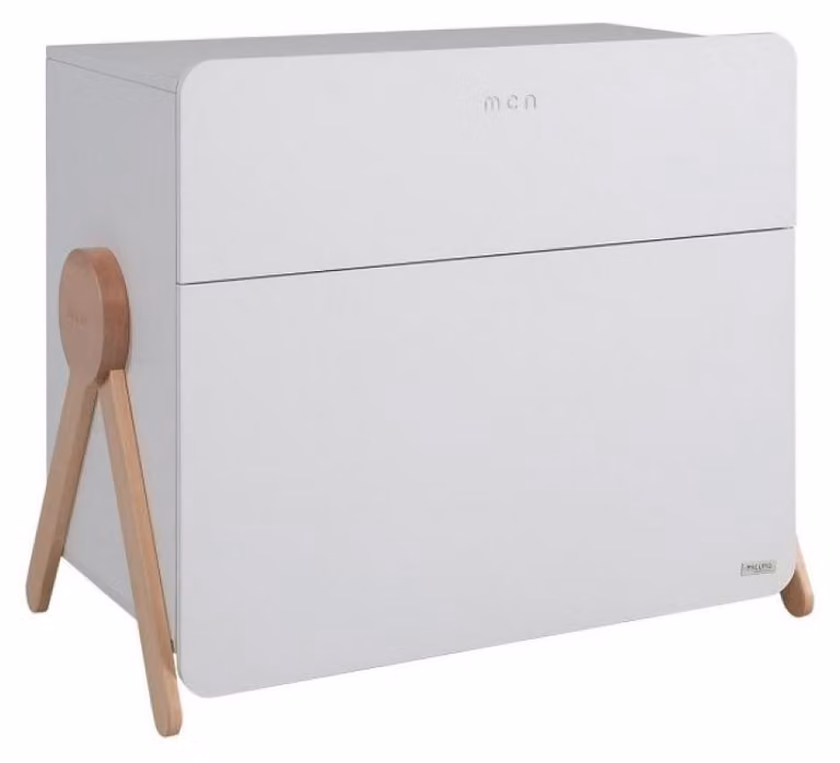Altalena-comodino Micuna, bianco e legno