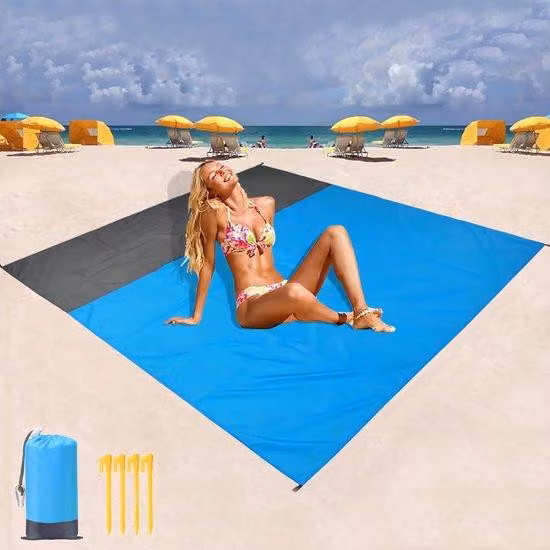 Tela da picnic impermeabile - 210 x 200 cm - Tappetino da spiaggia portatile per viaggi, campeggio, escursioni - Vacanze e altro ancora Tappetino da spiaggia con schienale