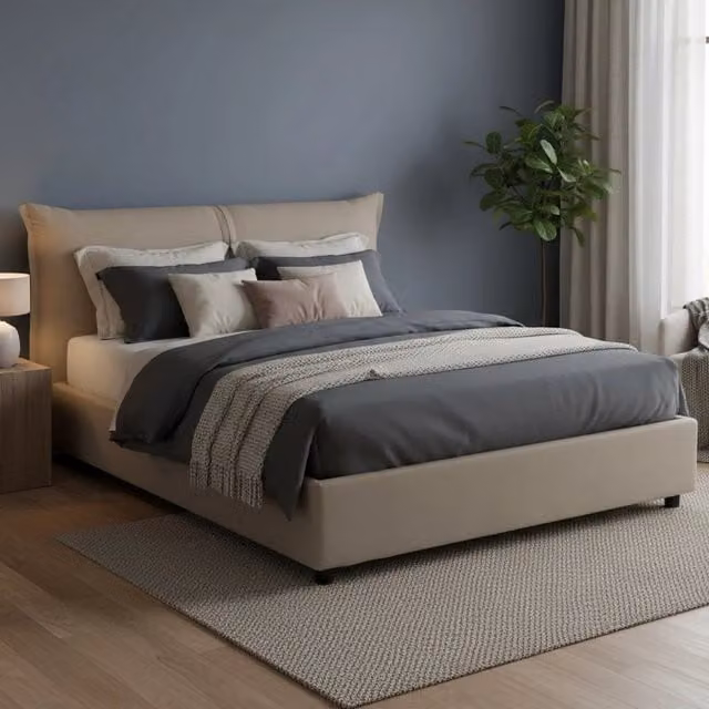 Letto Matrimoniale Aldus Talamo Italia con Materasso Incluso, Base con Contenitore Alzabile, Grigio e Beige, L/P/H: 160 x 200 x 175 cm – 1