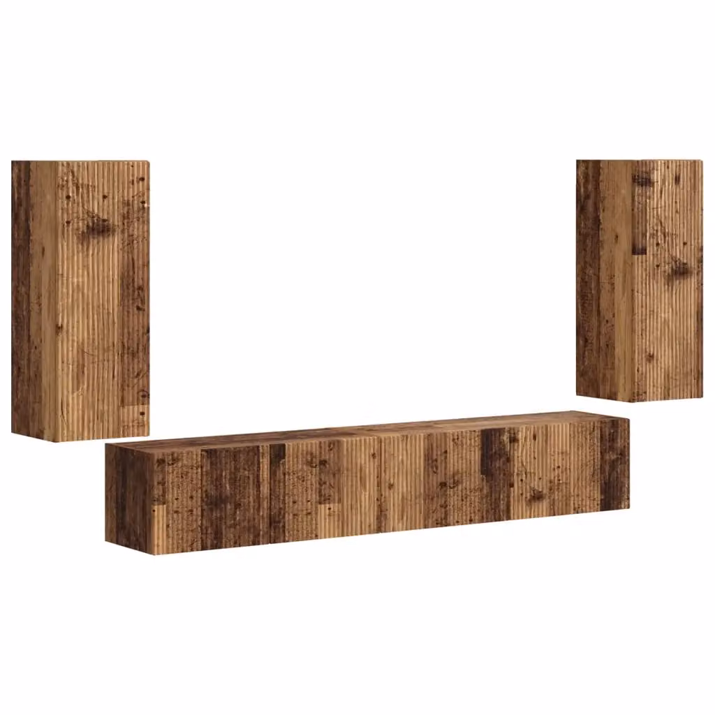 Set mobile TV moderno vidaXL in legno marrone, 4 pezzi – 2