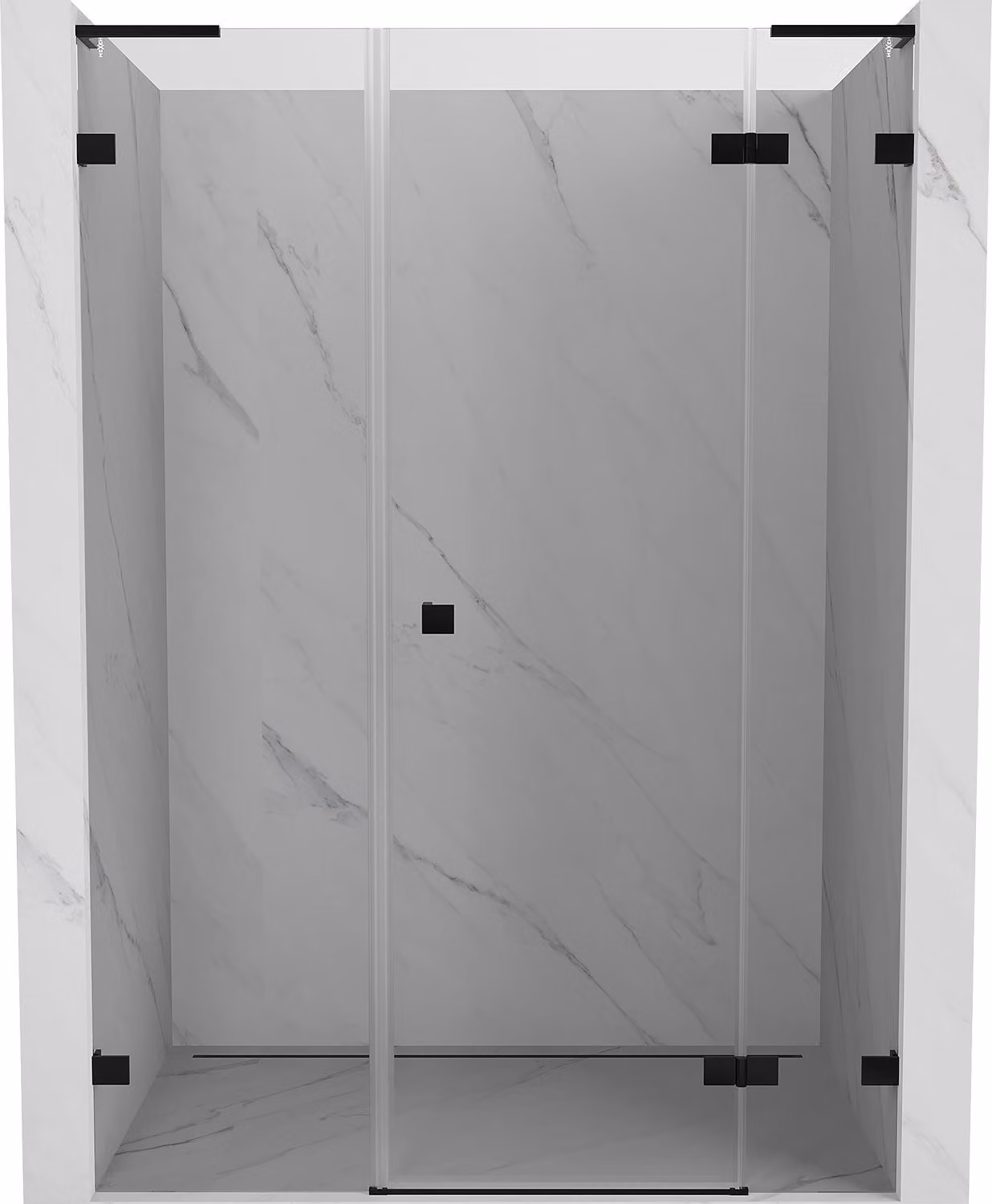 Mexen Lunar L porta doccia a battente destra 145 cm, trasparente, nero - 834SL-145-050-70-00-P