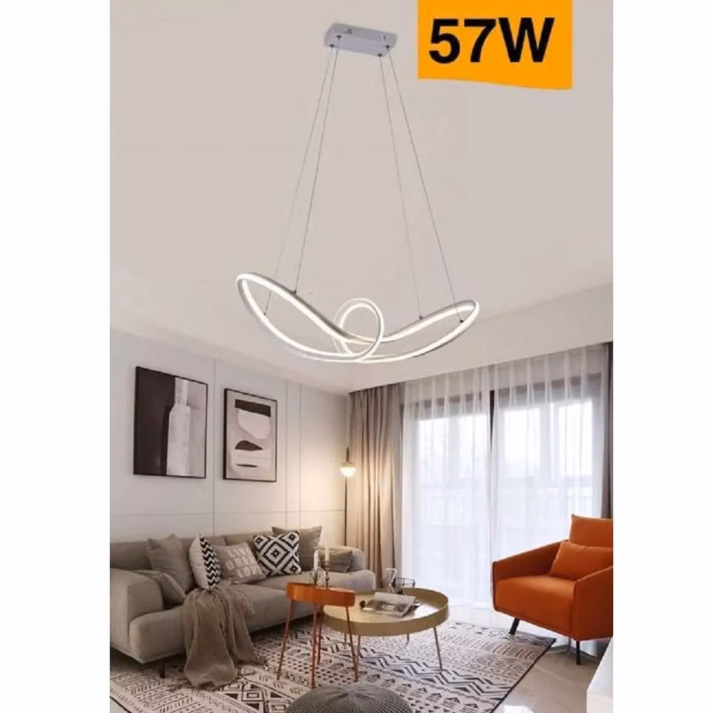Trade Shop Traesio Lampadario Led Moderno Intrecciato A Fiocco Bianco 57W con Altezza Regolabile – 2