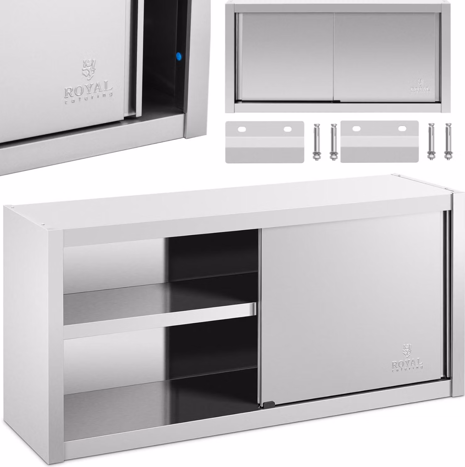 Expondo Royal Catering Armadio pensile in acciaio inox - 120 x 45 cm