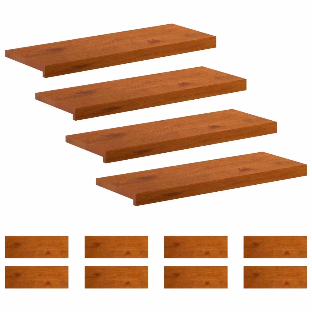 Set di 12 gradini per scale vidaXL in effetto legno rovere, colore marrone, L: 80 cm, P: 30 cm, H: 2 cm – 2