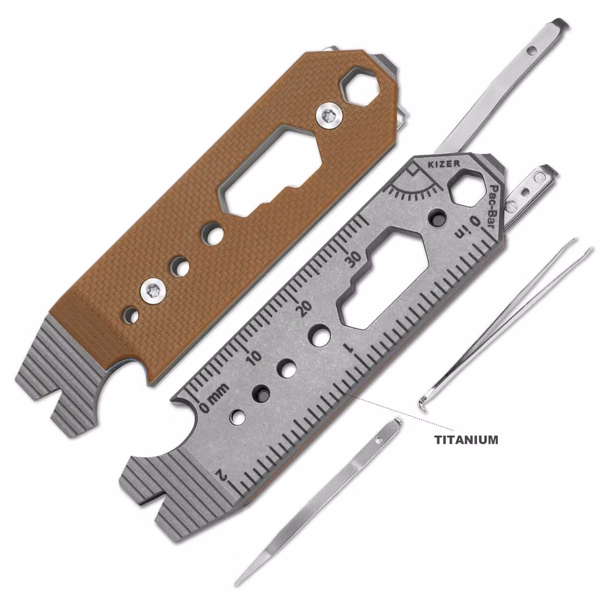 Kizer Pac Bar 10-in-1 Titan Multitool marrone