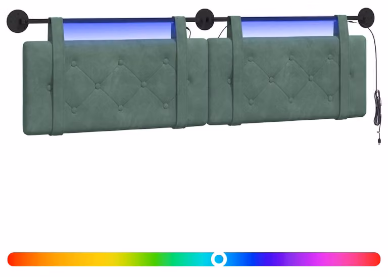 Testiera sospesa Con luce LED Verde Mare Velluto