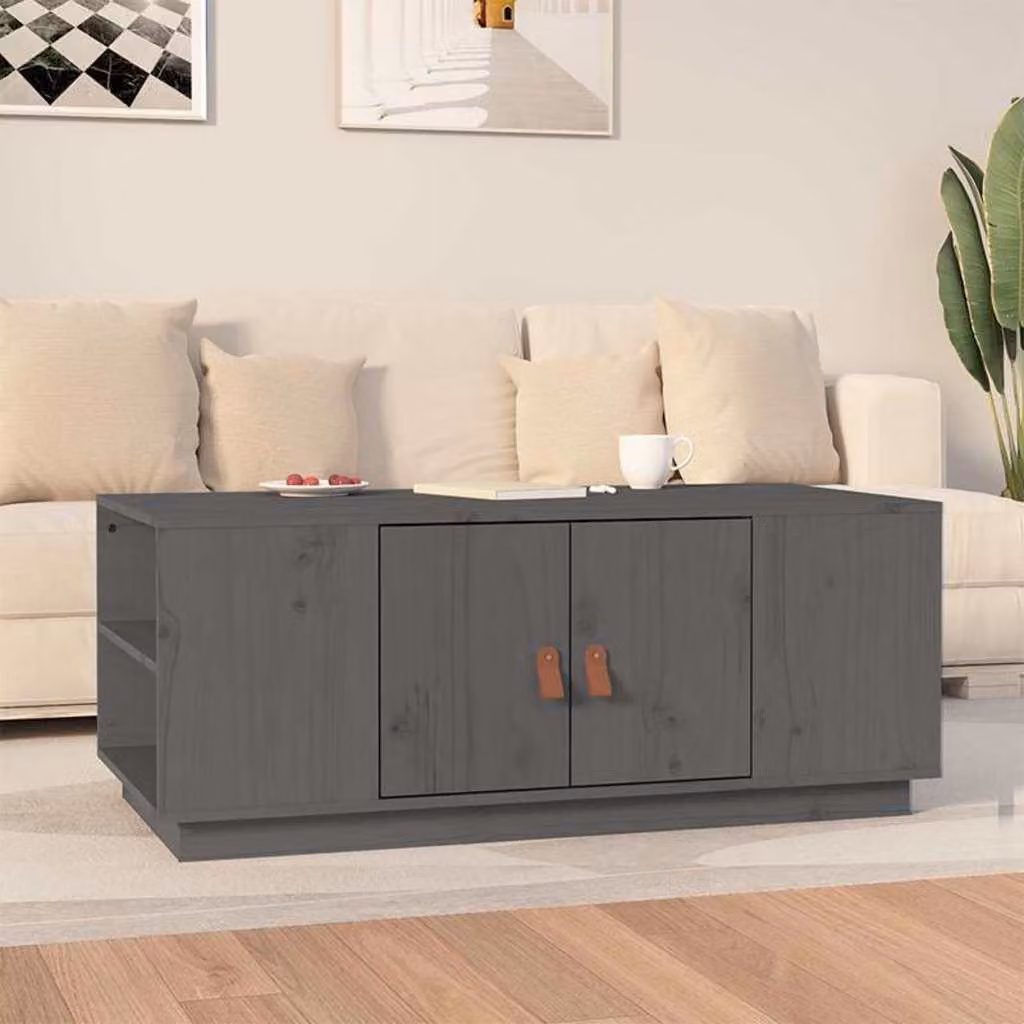 vidaXL Tavolino da Salotto Moderno in Legno di Pino Grigio L: 100 cm, P: 50 cm, H: 41 cm