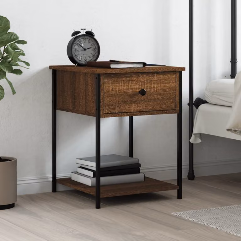 Comodino moderno vidaXL in legno multistrato colore marrone fumo L: 44 cm, P: 45 cm, H: 58 cm