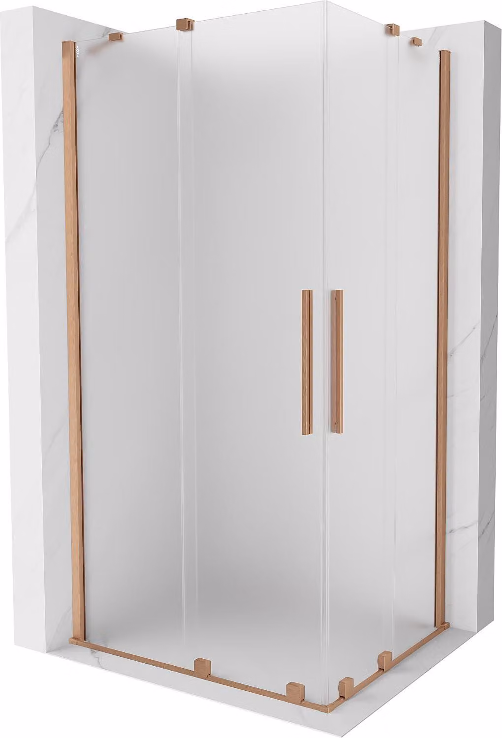 Mexen Velar Duo cabina doccia scorrevole 90 x 80 cm, brina, rame spazzolato - 871-090-080-32-65