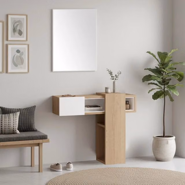 Mobile ingresso Efes con specchio colore rovere bianco