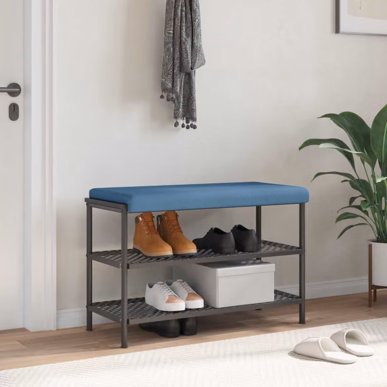 Cuscino per panchina vidaXL in corduroy blu con imbottitura in schiuma e base antiscivolo, L 80 cm x P 35 cm