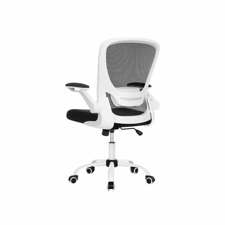 Sedia da Ufficio con Braccioli Pieghevoli, Bianco + Nero