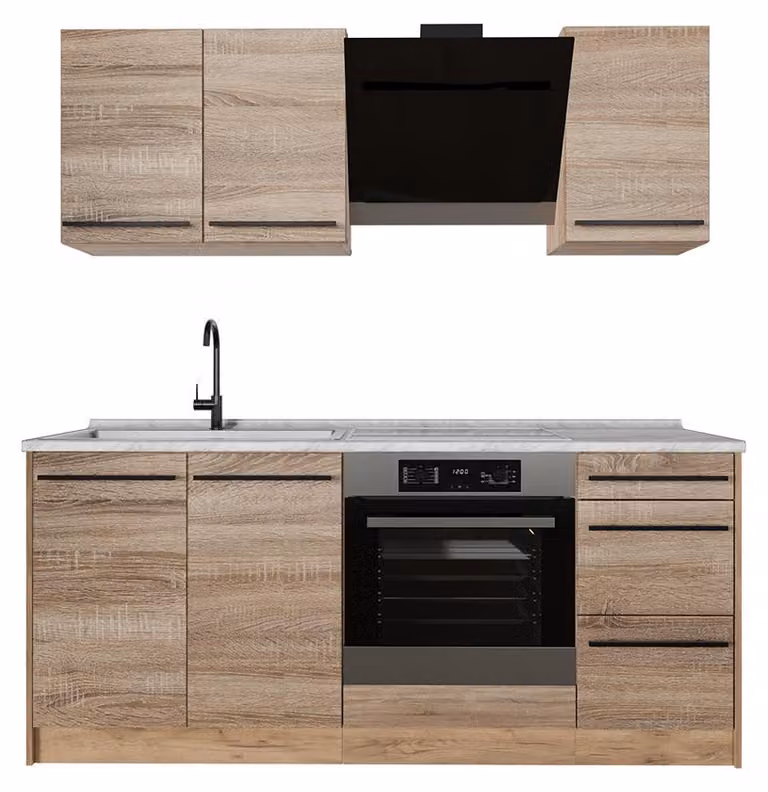 Cucina monoblocco Vicco R-Line Sonoma/Rovere dorato 180 cm, PL Marmo, Model 67043