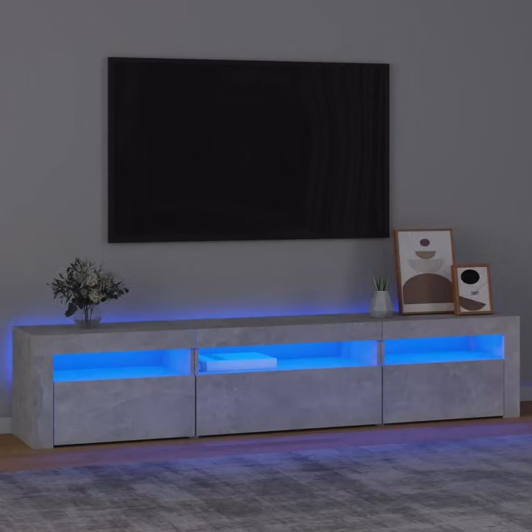 vidaXL Mobile Porta TV Moderno con Luci LED Integrate Grigio Cemento L: 195 cm, P: 35 cm, H: 40 cm