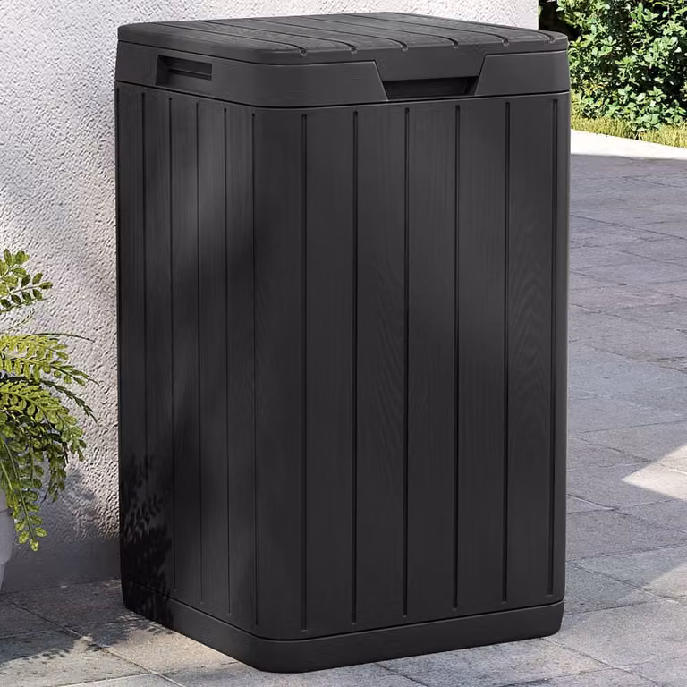 Cestino per rifiuti da esterno vidaXL in plastica color antracite con coperchio a ribalta L/P/H: 38 x 38 x 65 cm
