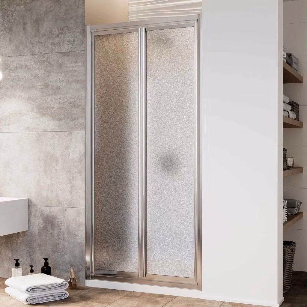 Porta Doccia Rettangolare IDRALITE Modello West in Cristallo Stampato Trasparente con Doppia Anta Battente e Profilo Argento L: 75 cm, H: 198 cm – 2