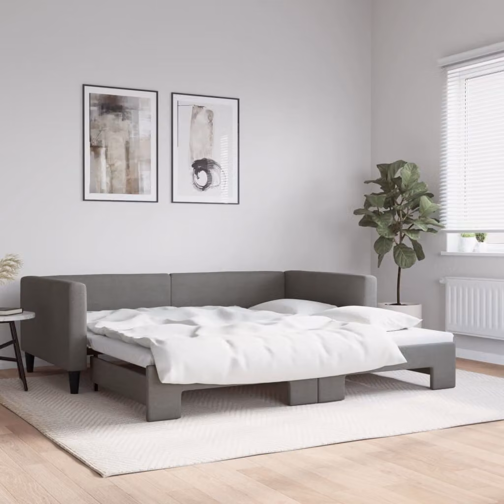 Maison Exclusive - Divano letto estraibile grigio scuro 100x200 cm in tessuto