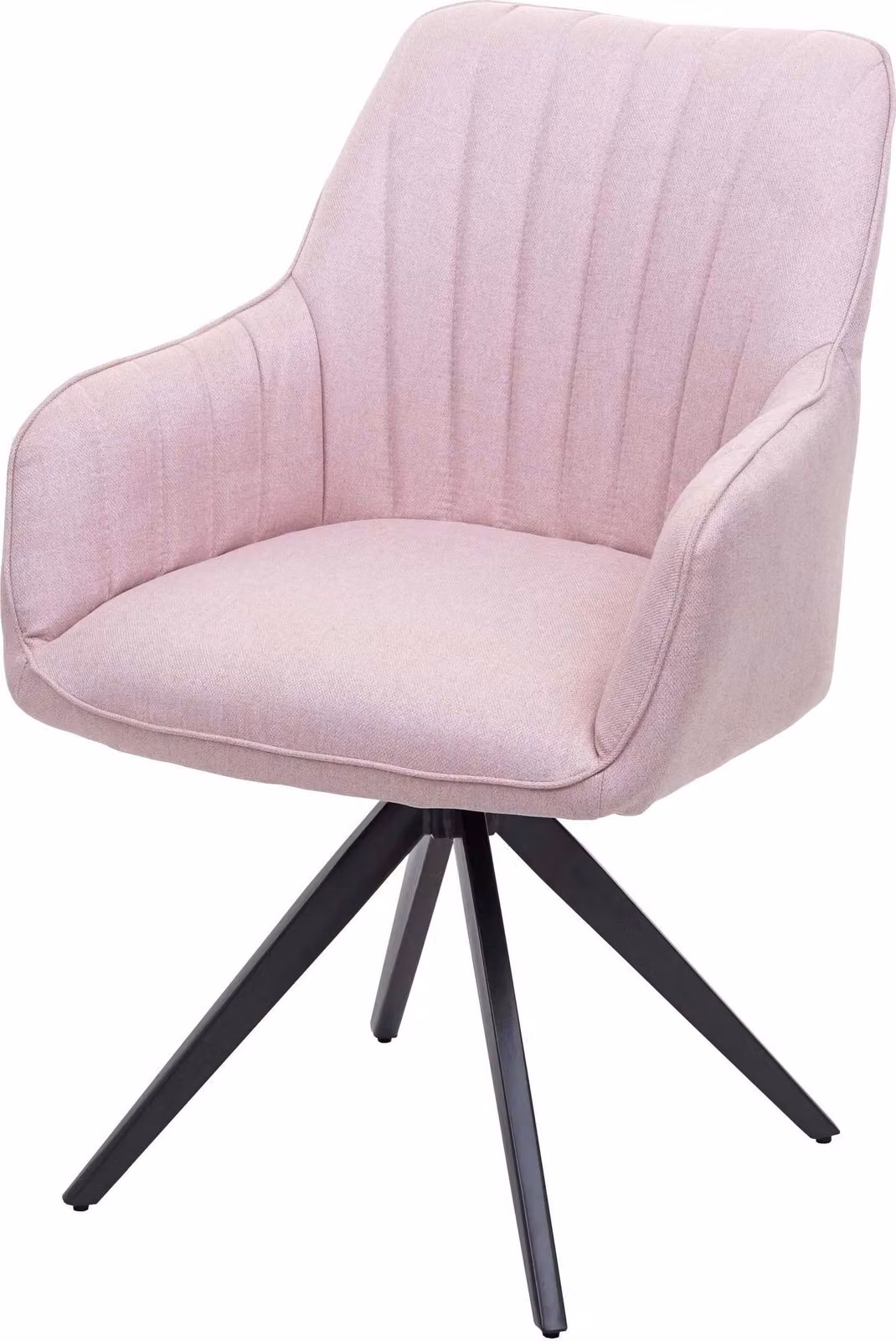 Sedia da pranzo HWC-H73, sedia da cucina poltrona, acciaio retrò tessuto/tessuto ~ rosa