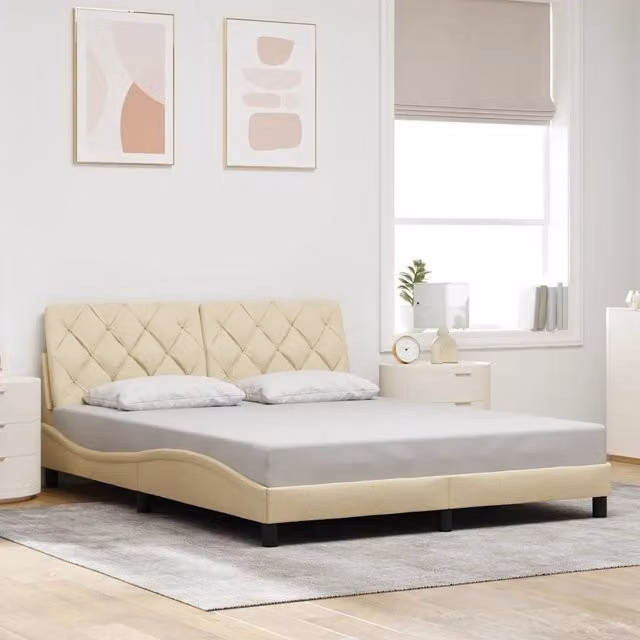 Giroletto senza Materasso Crema 160x200 cm in Tessuto 3310613