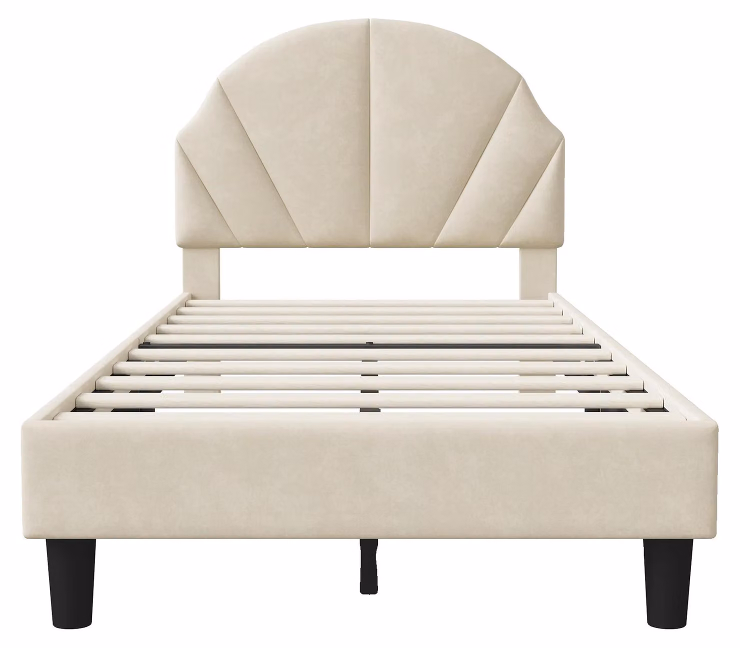 Letto imbottito, testiera regolabile, design moderno, beige, 90×200 cm-a