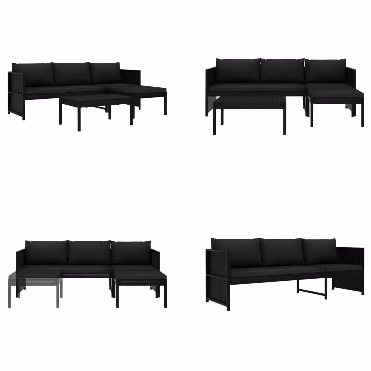 vidaXL set salotto da giardino 3 pezzi con cuscini in poly rattan nero - set salotto da giardino - set salotto da giardino - salotto da giardino - salotti da giardino