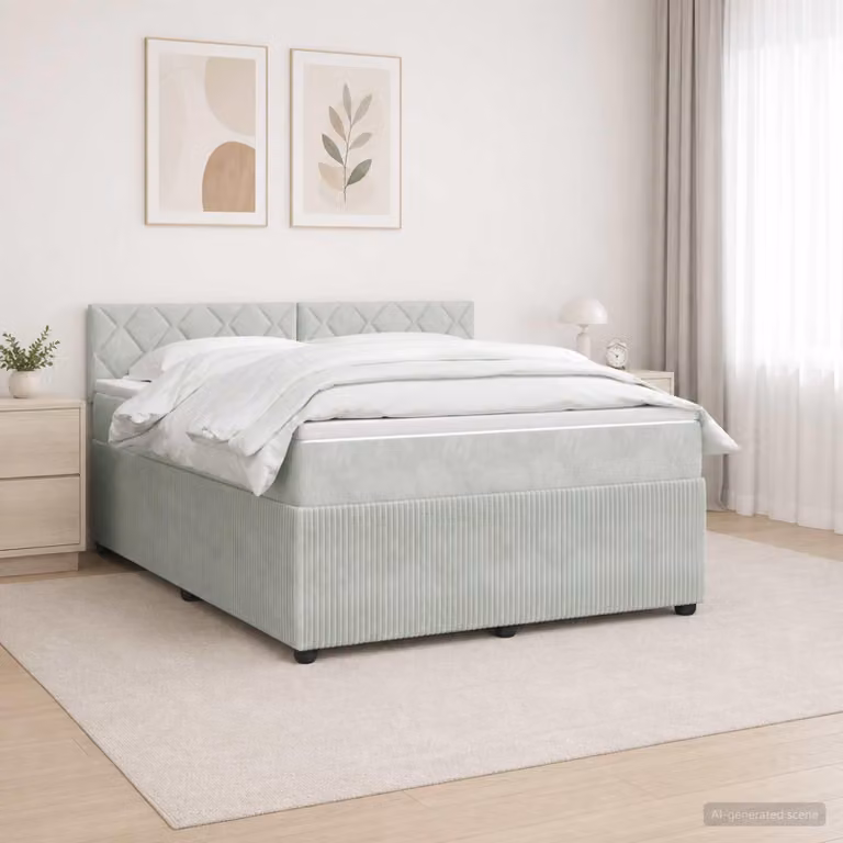Maison Exclusive - Letto boxspring con materasso Grigio chiaro 140 x 200 cm Velluto