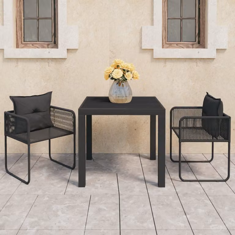 Maison Exclusive - Set da pranzo da giardino a 3 pezzi in rattan PVC nero
