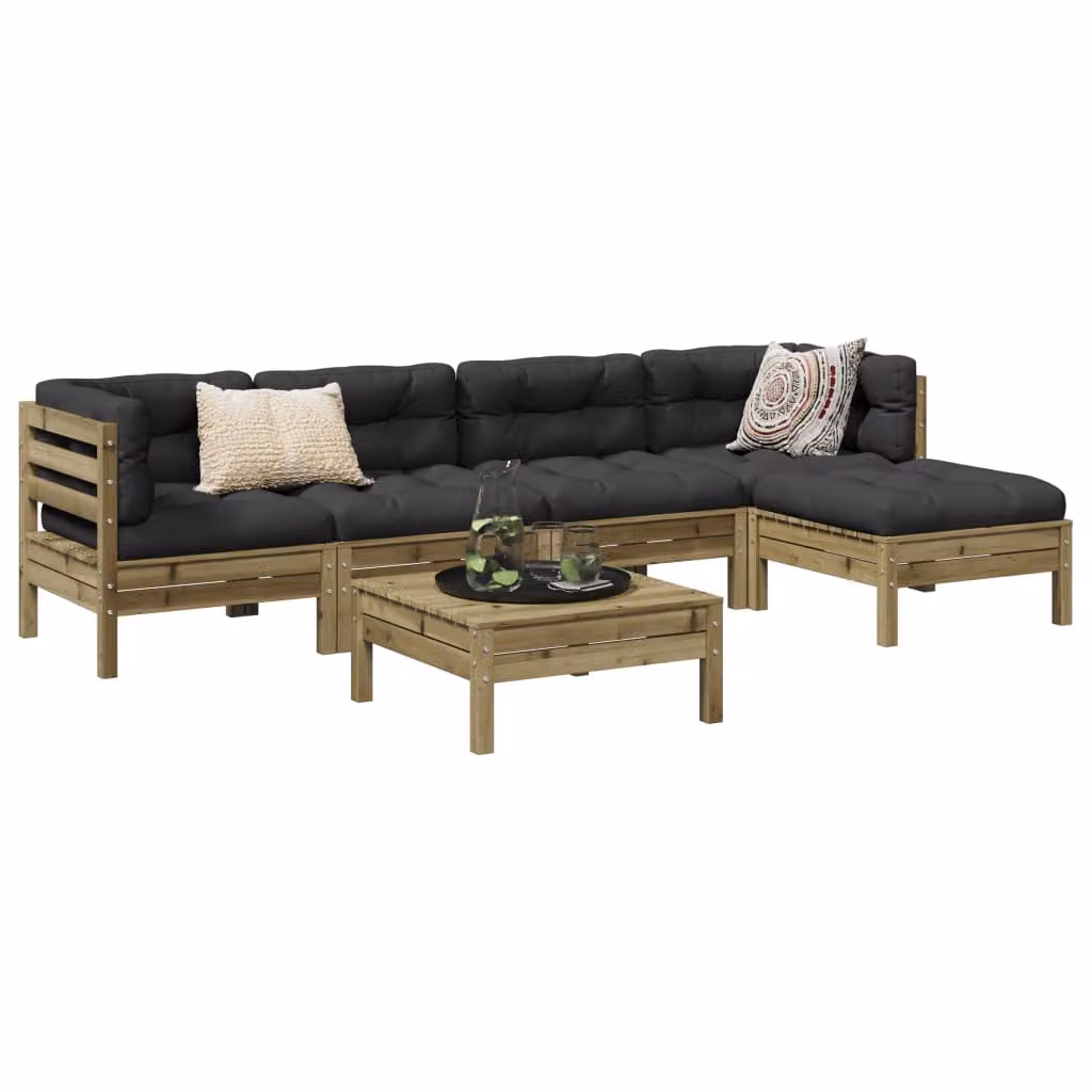 Maison Exclusive - Set da giardino composto da 6 pezzi con cuscini, in legno di pino trattato