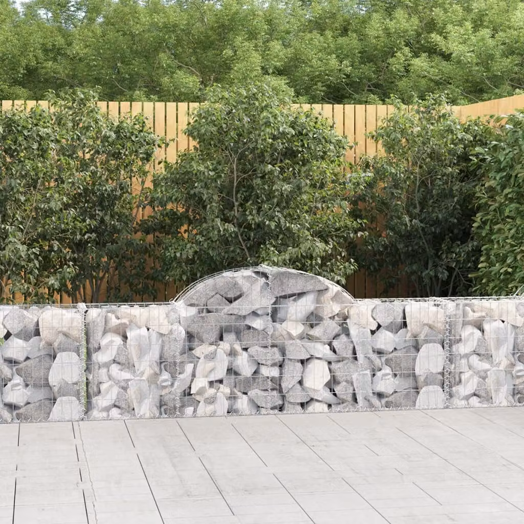 Set di 14 Cesti Gabbioni ad Arco vidaXL in Acciaio Zincato Grigio L: 200 cm, P: 30 cm, H: 60/80 cm