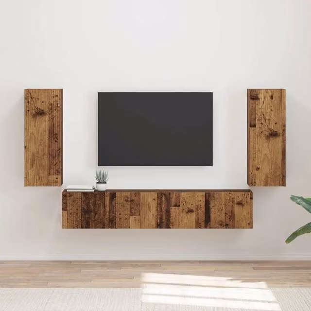 Set di Mobiletto da TV a Parete 4 pz Legno vecchio 3408923